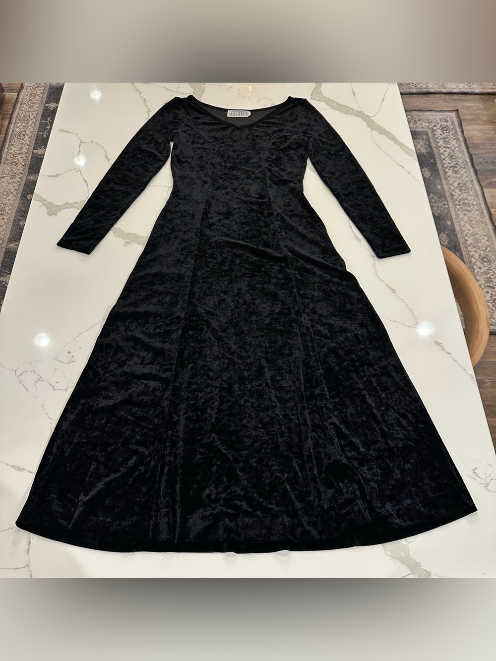 Jacob Black Velvet Long-Sleeve Fit-and-Flare Dress